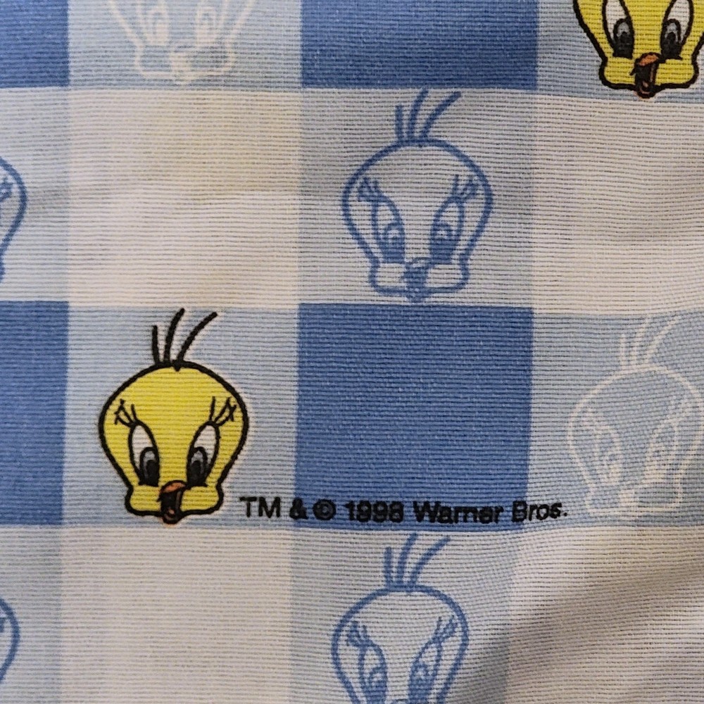 Vintage Warner Bros Blue White Tweety Bird Pillow Case‎ Size 17X33.5 in